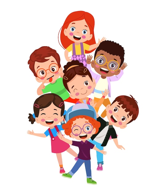 illustration vectorielle d'étudiants dans différentes postures
