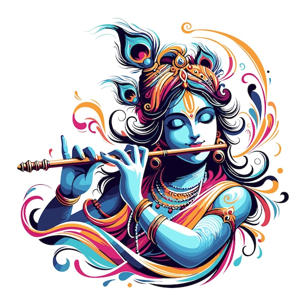 Une Illustration Vectorielle évocatrice Qui Donne Vie à L'essence Divine Du Seigneur Krishna