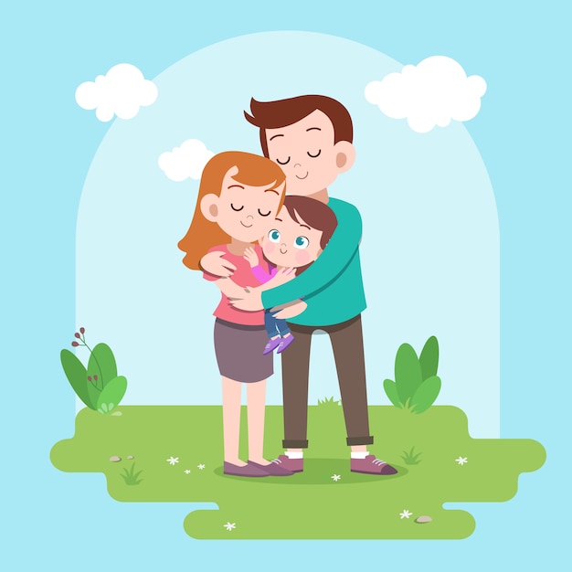 Illustration Vectorielle Famille Heureuse