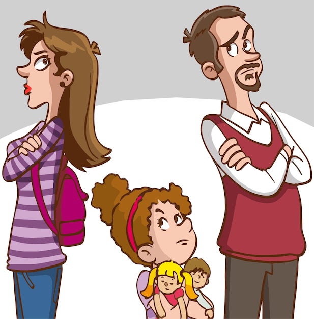 Une Illustration Vectorielle D'une Famille Qui Se Dispute Avec Son Enfant