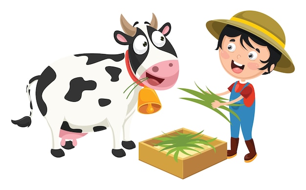 Illustration vectorielle de Farm Kid