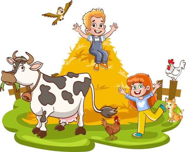 Vecteur illustration vectorielle de farm kid