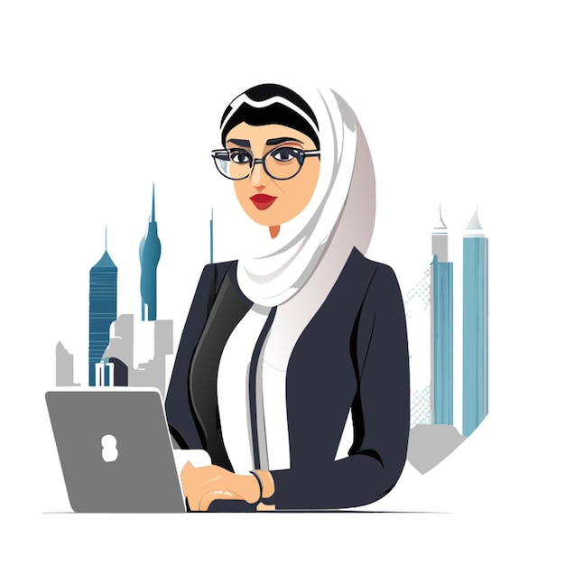 Vecteur illustration vectorielle d'une femme d'affaires arabe