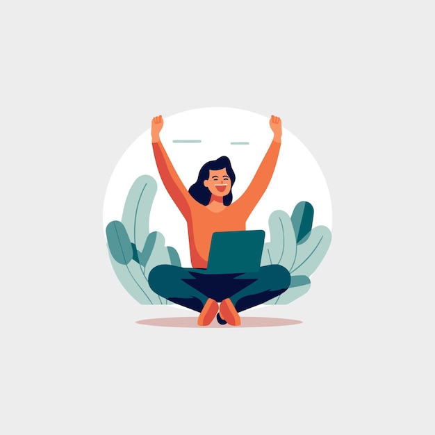 illustration vectorielle femme assise avec un cahier sur ses genoux dans la nature