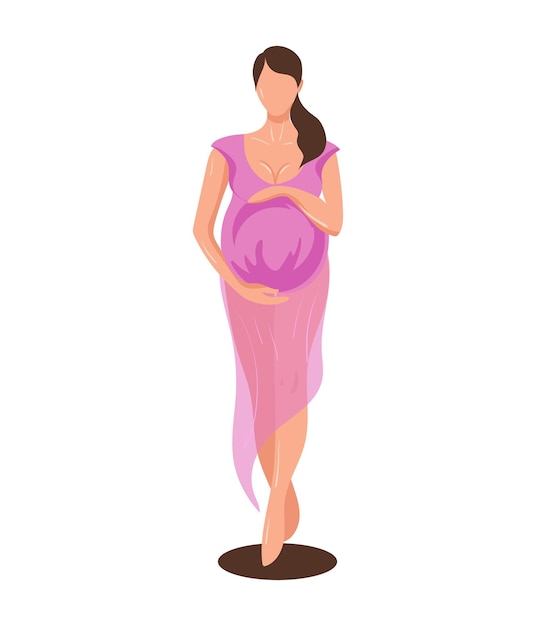 Illustration Vectorielle De Femme Enceinte Concept Dans Un Style Dessin Animé Mignon, Soins De Santé, Grossesse