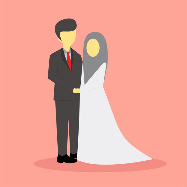 Illustration vectorielle d'une femme et d'un homme récemment mariés