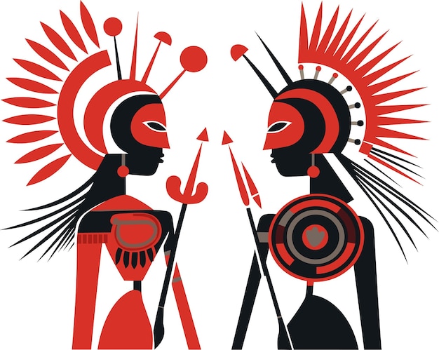 illustration vectorielle de femmes tribales sur un fond isolé femmes tribales pour les autocollants et l'art mural