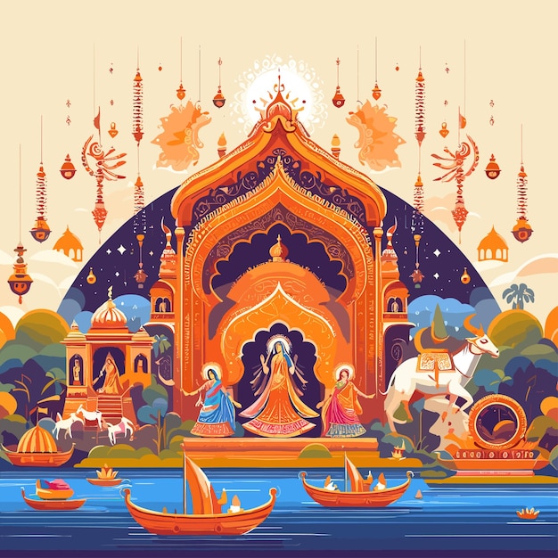 Vecteur illustration vectorielle festival indien navratri