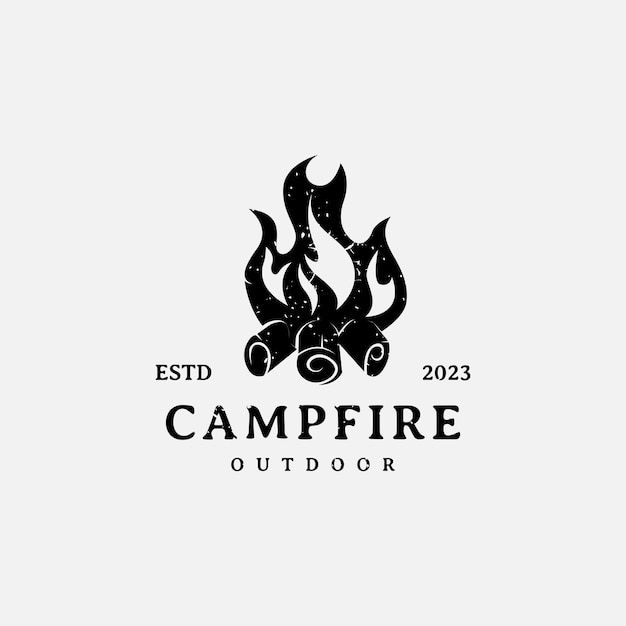 Illustration Vectorielle D'un Feu De Joie Brûlant Conception Du Logo Du Camping