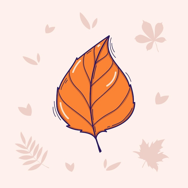 Vecteur illustration vectorielle de feuille de bouleau en style doodle isolée sur un fond clair avec des feuilles d'automne