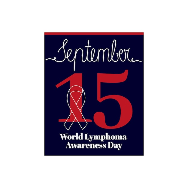Vecteur illustration vectorielle de feuille de calendrier sur le thème de la journée mondiale de sensibilisation au lymphome le 15 septembre