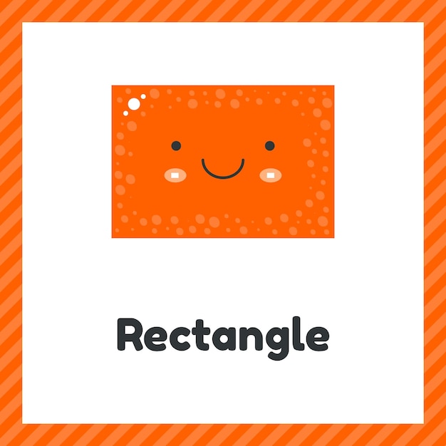 Illustration Vectorielle Figures Géométriques Mignonnes Pour Les Enfants Rectangle De Forme Orange Isolé Sur Fond Blanc