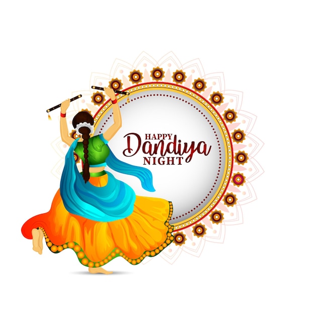 Illustration Vectorielle De Fille Dandiya Pour Bonne Nuit De Dandiya