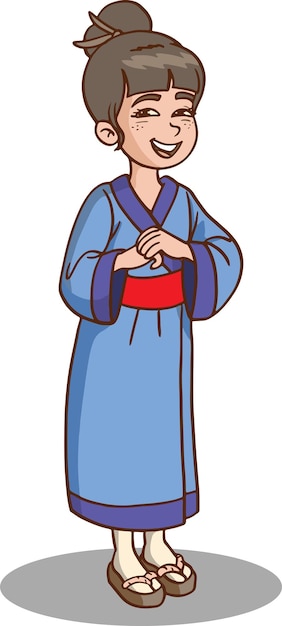 illustration vectorielle de fille japonaise en costume traditionnel
