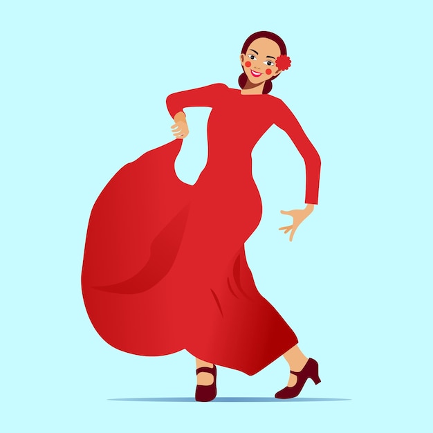 Illustration Vectorielle D'une Fille Vêtue D'une Robe Espagnole Traditionnelle