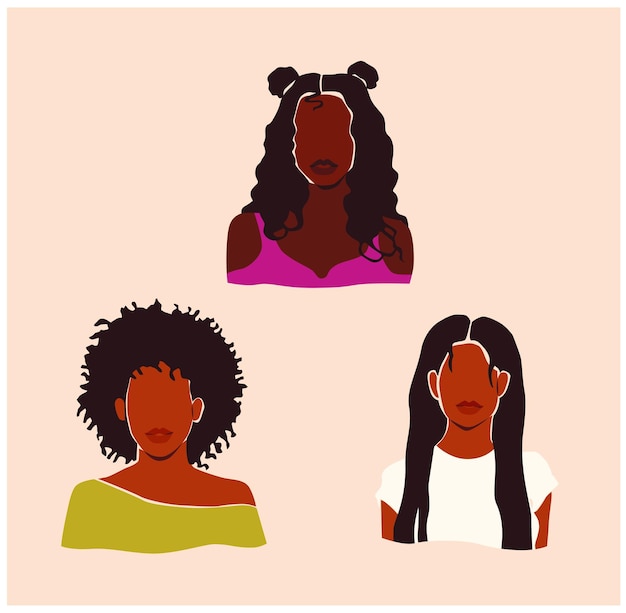 Illustration vectorielle des filles afro