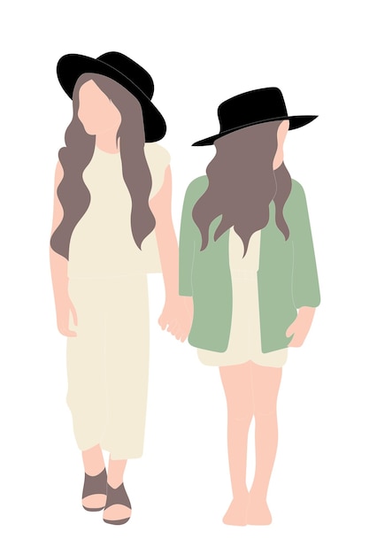 Illustration Vectorielle De Filles En Chapeaux