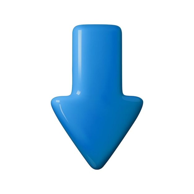Illustration vectorielle à flèche bleue brillante vers le bas parfaite pour la conception de sites Web, les interfaces utilisateur, les infographies et les visuels de communication numérique, idéale pour les icônes de téléchargement et les panneaux de navigation.
