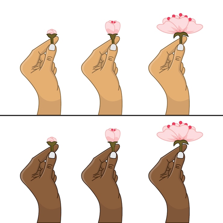 Vecteur illustration vectorielle de fleur de cerisier avec la main