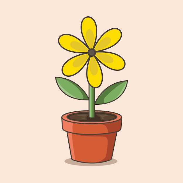 Illustration Vectorielle D'une Fleur Dans Un Pot