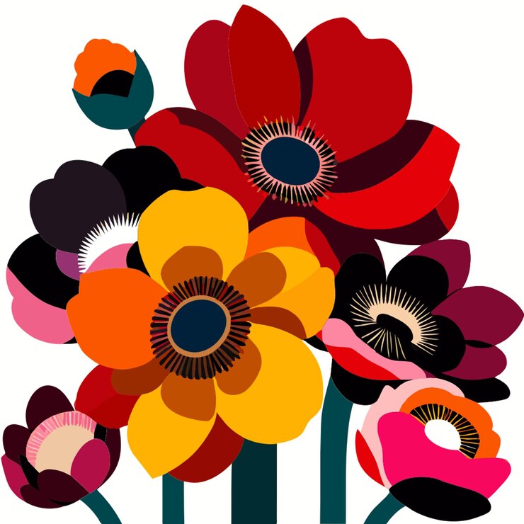 Vecteur illustration vectorielle des fleurs d'anémone mixte illustration vectière
