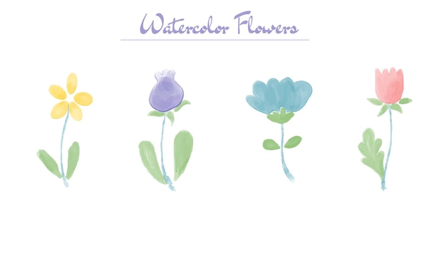 Illustration Vectorielle De Fleurs Aquarelles