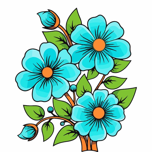 Illustration Vectorielle De Fleurs Bleues