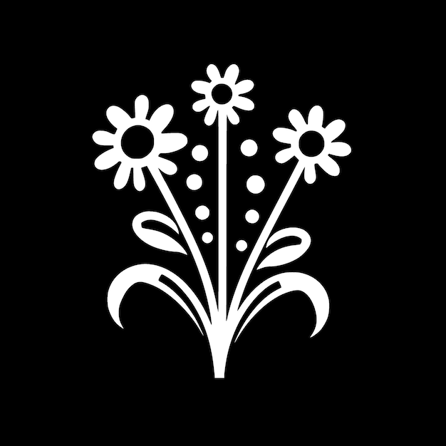 Illustration vectorielle de fleurs noir et blanc