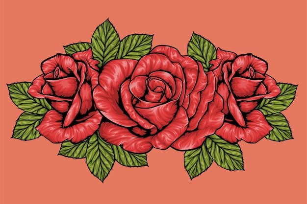 Illustration Vectorielle De Fleurs De Roses Romantiques