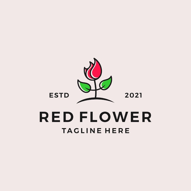 Illustration Vectorielle De Fleurs Rouges Logo Design