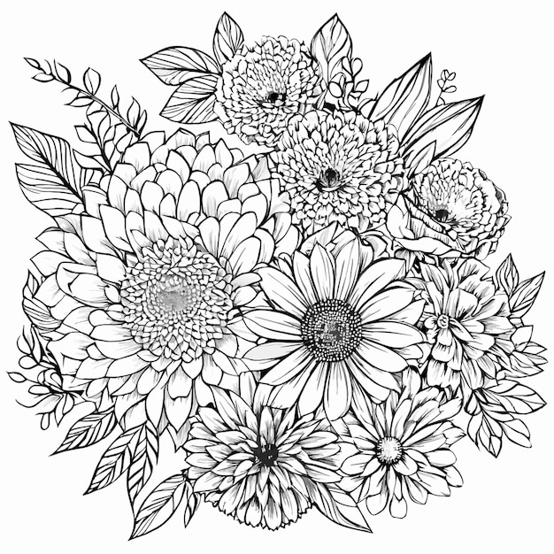 illustration vectorielle des fleurs de la Saint-Valentin