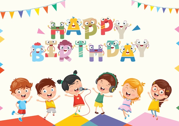 Illustration vectorielle de fond de fête d&#39;anniversaire enfants