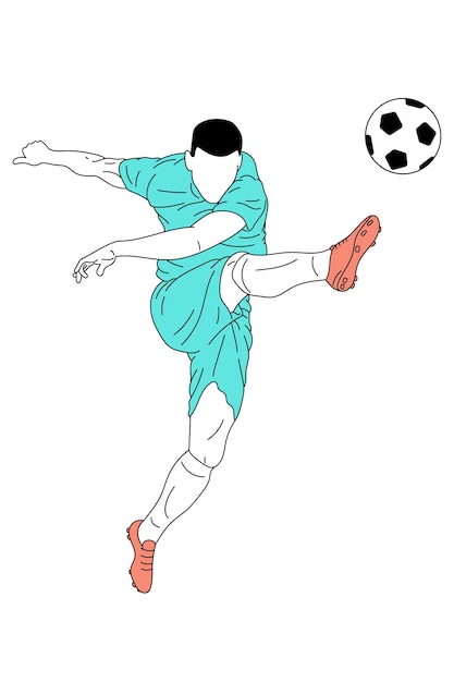 Illustration vectorielle avec formation de joueur de football masculin jouant isolé sur fond blanc Coup de pied avec le pied