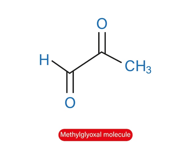 Vecteur illustration vectorielle de la formule squelettique de la molécule de méthylglyoxal pyruvaldéhyde