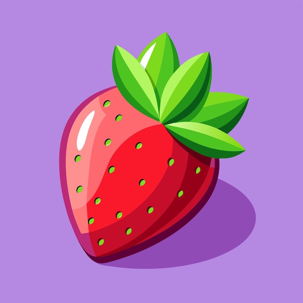 illustration vectorielle de la fraise avec des feuilles mûres