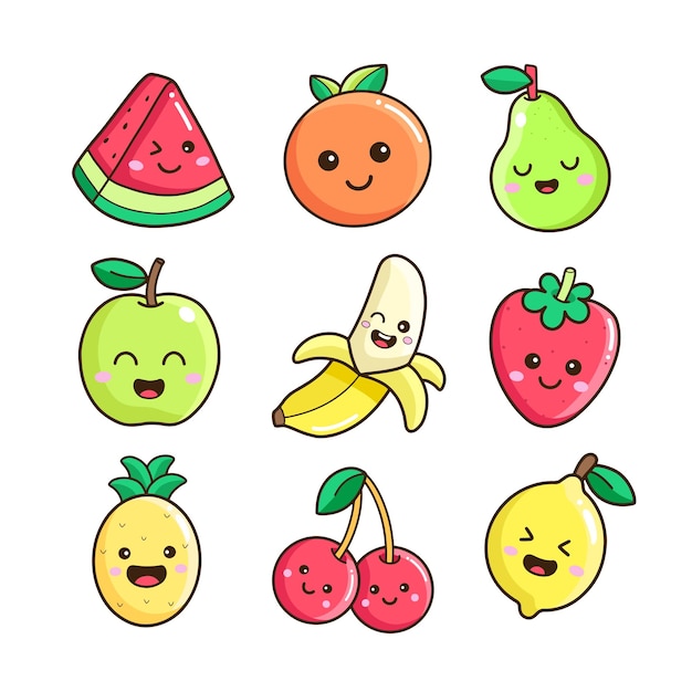 Illustration vectorielle de fruits mignons caractère