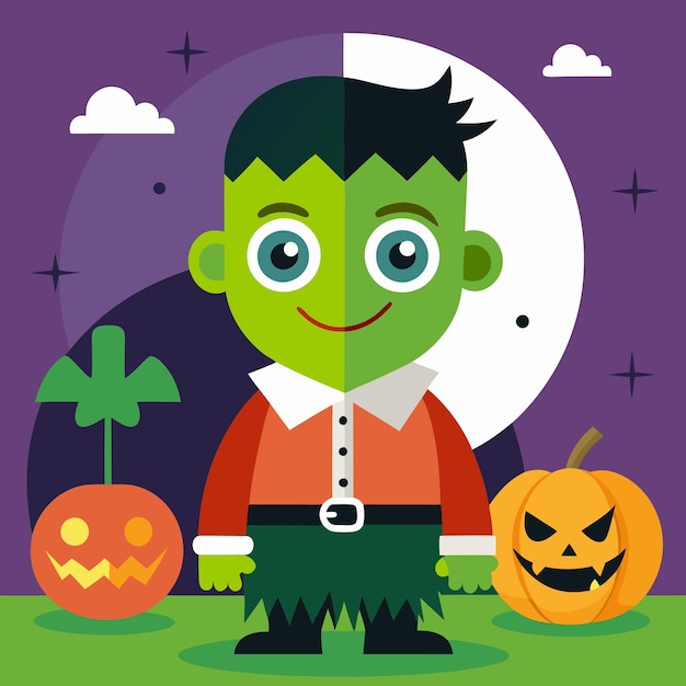 Illustration vectorielle d'un garçon dans un costume d'Halloween