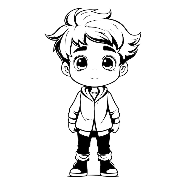 Vecteur illustration vectorielle d'un garçon dans un manteau sur un fond blanc
