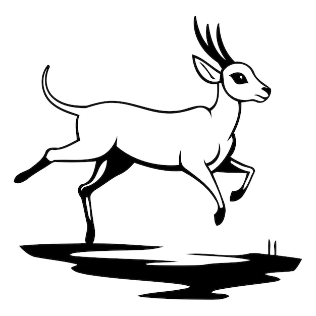 Vecteur illustration vectorielle d'une gazelle sauvage sautant dans le champ