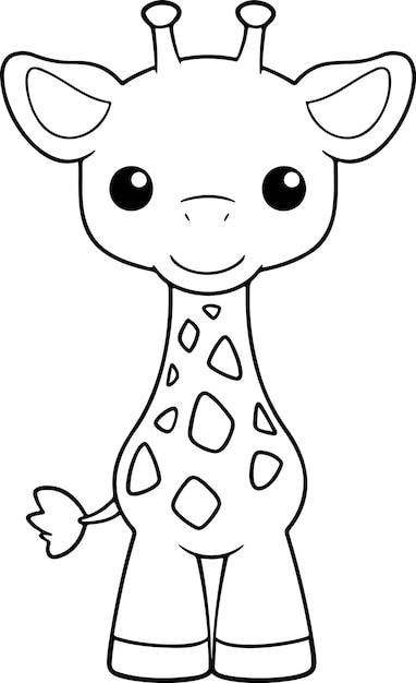 Illustration vectorielle de girafe Contour noir et blanc Livre de coloriage de girafe ou page pour les enfants