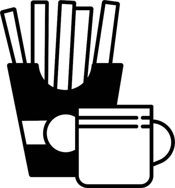 Vecteur illustration vectorielle de glyphes solides de frites et de café