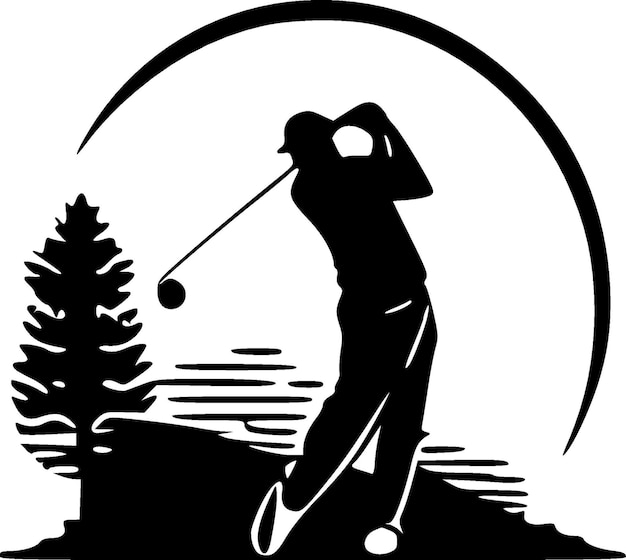 Vecteur illustration vectorielle de golf noir et blanc