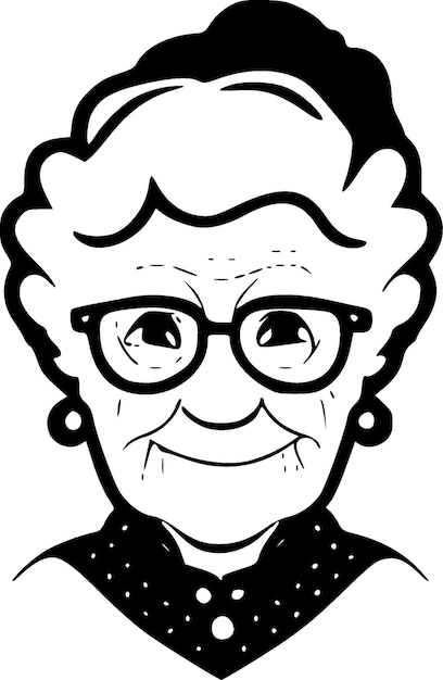 Vecteur illustration vectorielle grand-mère noir et blanc