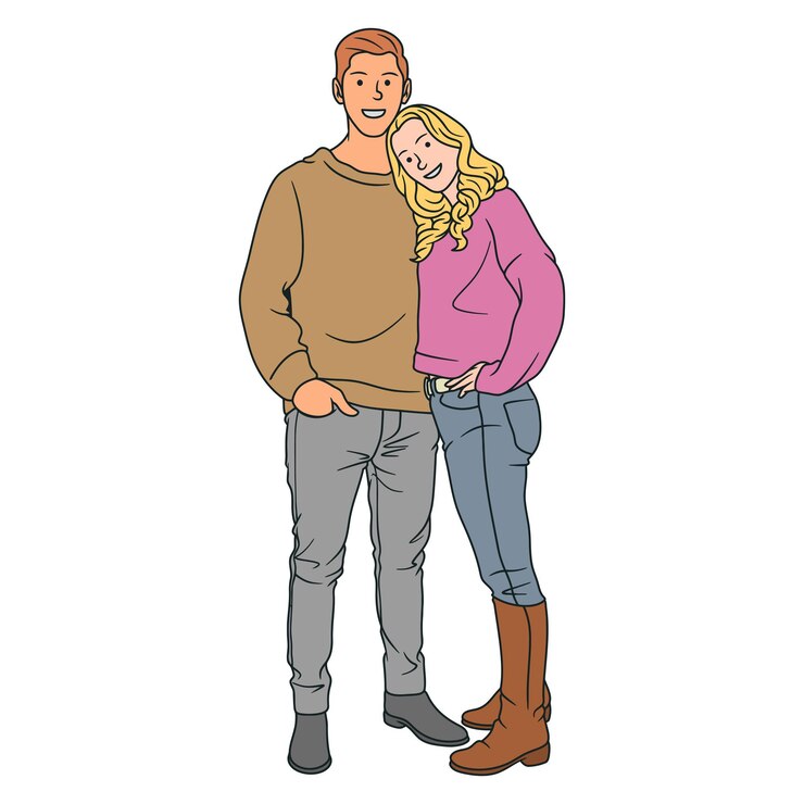Vecteur illustration vectorielle gratuite d'un couple d'adolescents s'aimant