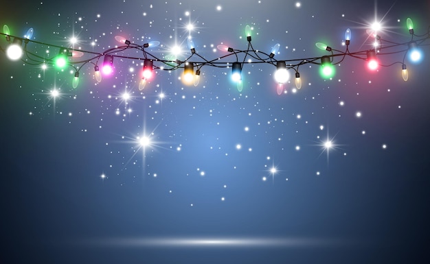 Illustration vectorielle d'une guirlande lumineuse sur un fond transparent