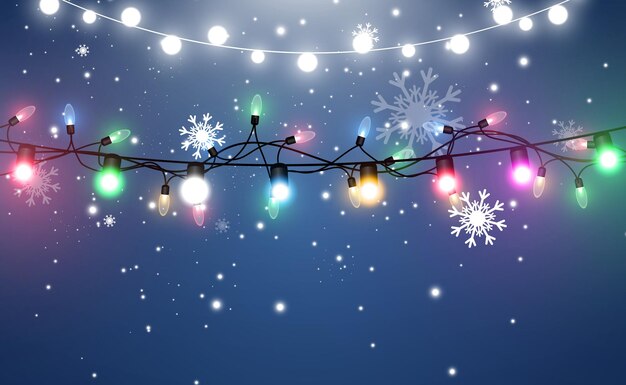 Illustration vectorielle d'une guirlande lumineuse sur un fond transparent