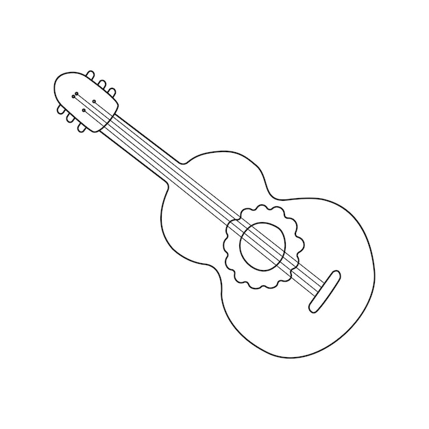 Illustration Vectorielle D'une Guitare Dans Un Style Doodle