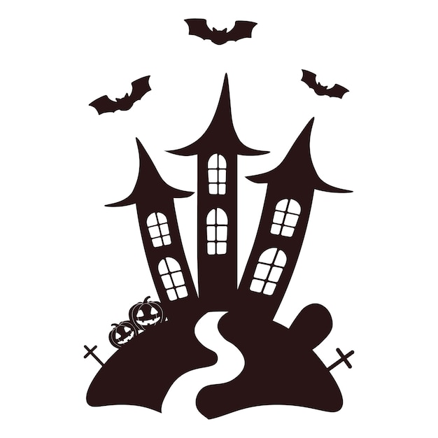 Illustration vectorielle Halloween avec château de silhouette