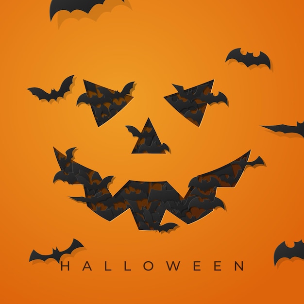 Illustration vectorielle Halloween Happy Halloween Papercut illustration de chauves-souris