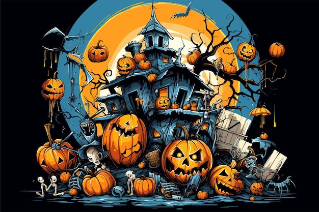 Illustration vectorielle de Halloween saluer le dessin animé